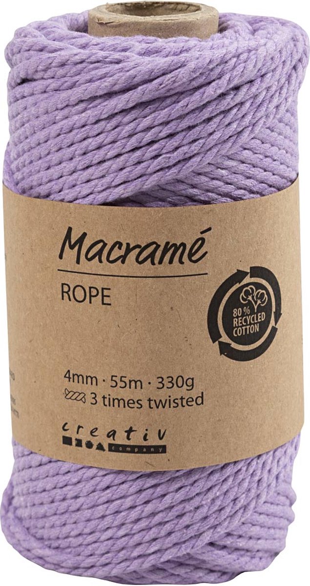 Creativ Company Macrame Cord Purple, 55m