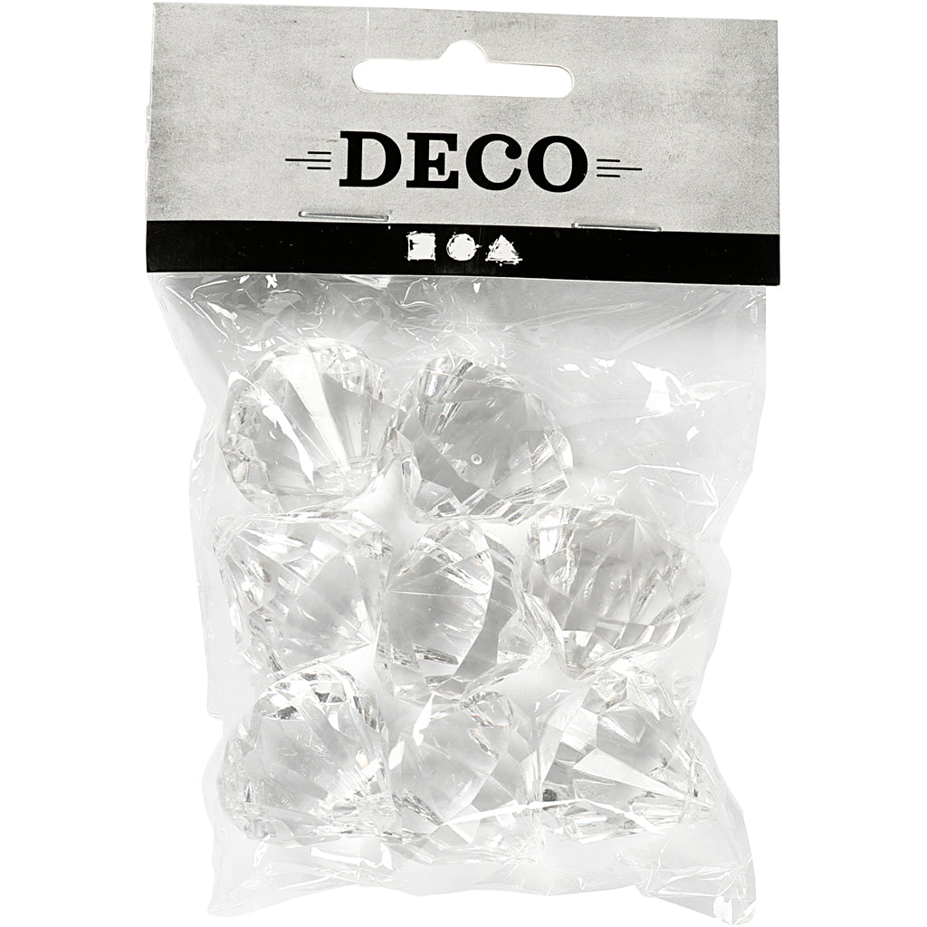 Creativ Company Acrylperlen, Größe 27x30 mm, Lochgröße 2,5 mm, transparent glänzend, 8 Stück 1 Box