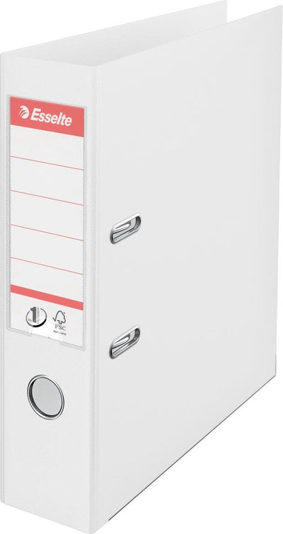 Esselte No.1 Vivida Kunststoff-A4-Ordner mit Etikettenhalter – für 500 Blatt – Rückenbreite 75 mm – weiß