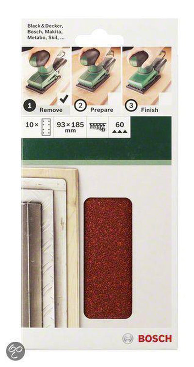 Bosch 10-teiliges Schleifblatt-Set für Exzenterschleifer 93 x 185 mm gelocht - Körnung 40