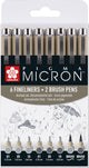 Sakura Pigma Micron Fineliner Set 8 Stift. (hell) Kühlung grau