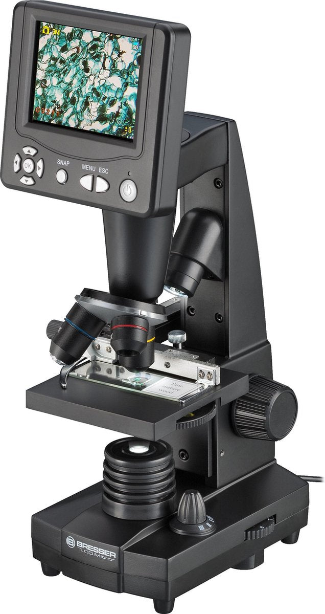 Bresser LCD-Mikroskop – 3,5 Zoll – 50-fache, 500-fache Vergrößerung – 2000-fache digitale Vergrößerung – 5 MP