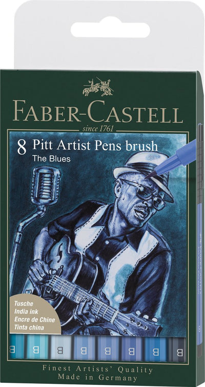 Faber-Castell Zeichenstift – Pitt Artist Pen – 8-teilig – Blues – FC-167173