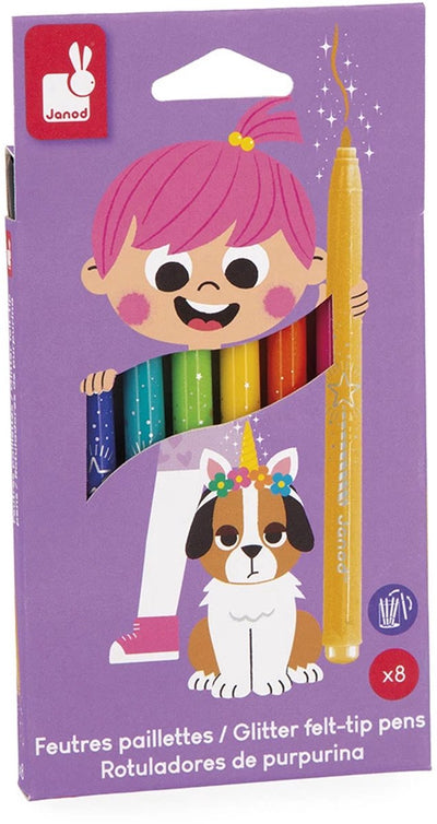 Janod – Colo – Glitzermarker – Set mit 8 verschiedenen Farben