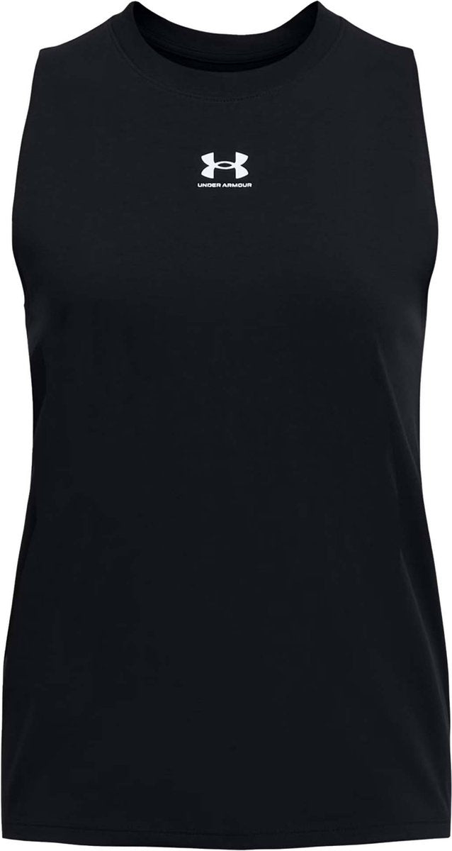 Under Armour UA Rival Muscle Tank-Blk Damen-Sportshirt – Schwarz – Weiß