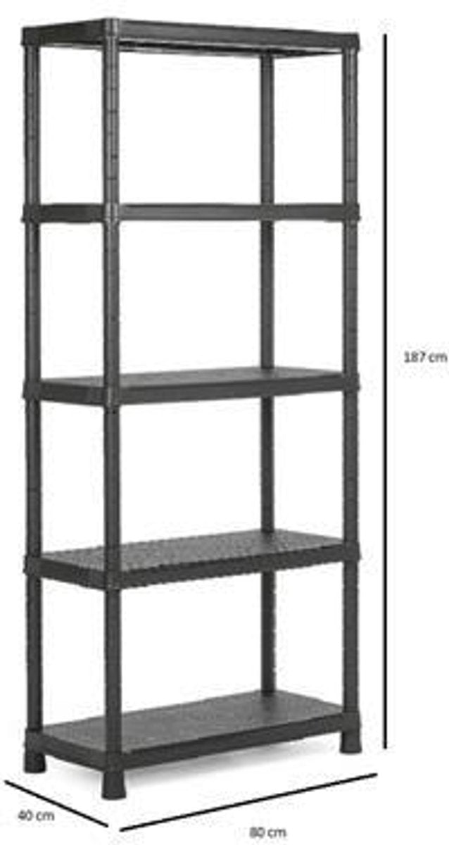Keter Kunststoffregal Plus – Lagerregal – 80 x 40 x 187 cm – Schwarz
