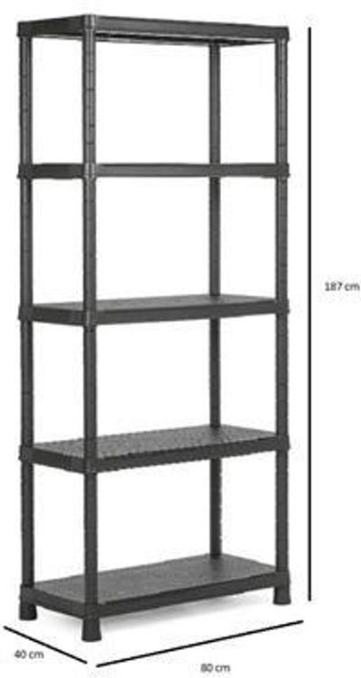 Keter Kunststoffregal Plus – Lagerregal – 80 x 40 x 187 cm – Schwarz