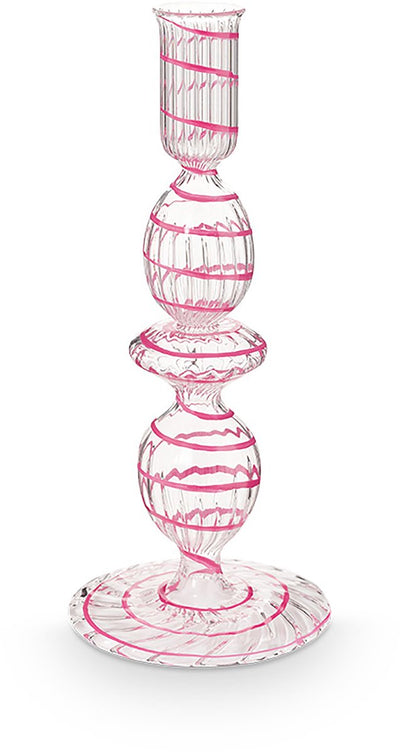 Pip Studio – Kerzenständer – Wohnaccessoires – rosa Kerzenhalter – Glaswirbel – 20 cm