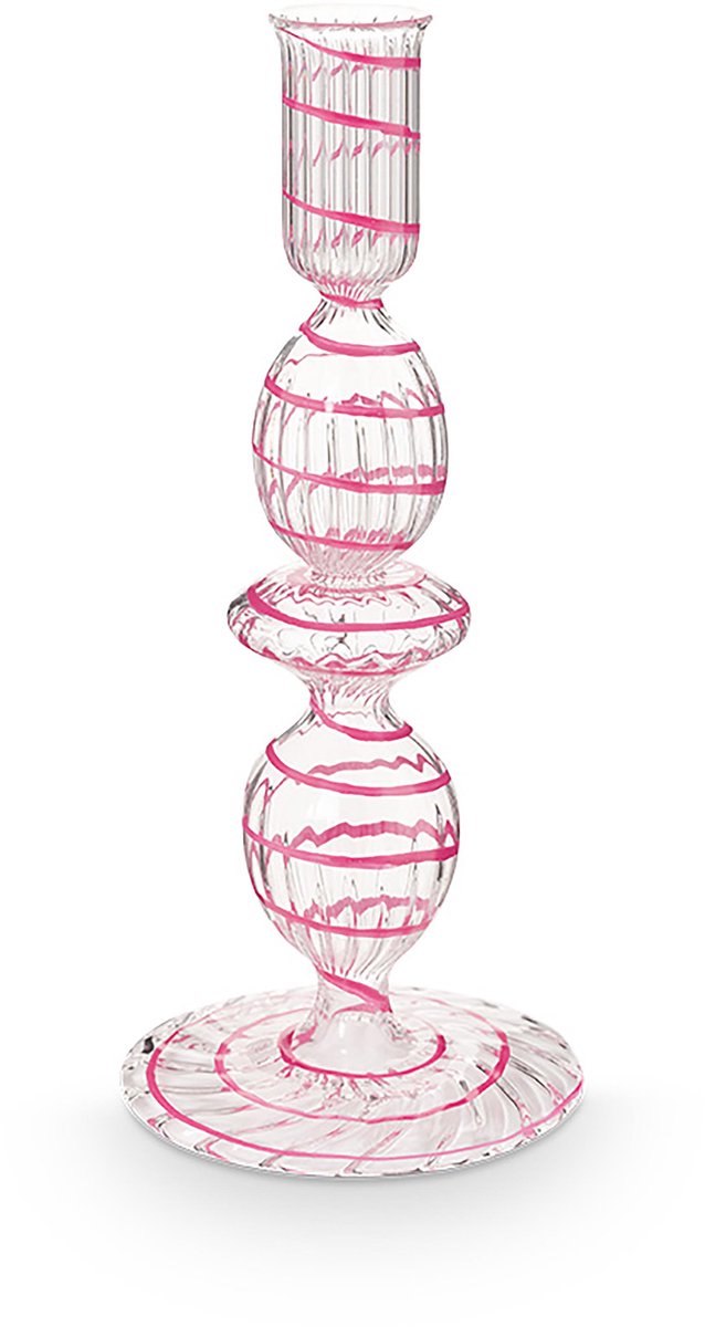 Pip Studio – Kerzenständer – Wohnaccessoires – rosa Kerzenhalter – Glaswirbel – 20 cm