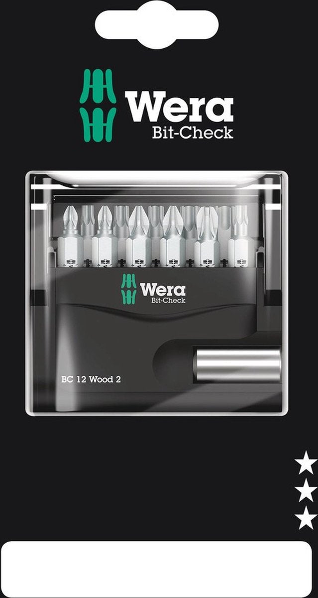 Wera Bit-Check 12 Holz 2 SB 05136391001 Bit-Set 12-teilig 1 4 (6,3 mm) inkl. Bithalter