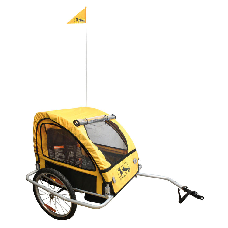 M-Wave Kinderfahrradanhänger - faltbar, 20 Räder, Reflektoren, Regenschutz, blau