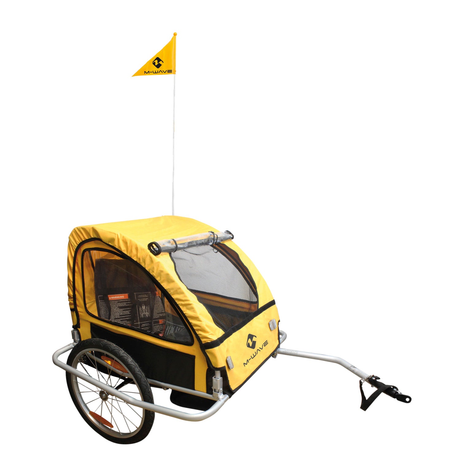 M-Wave Kinderfahrradanhänger - faltbar, 20 Räder, Reflektoren, Regenschutz, blau