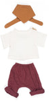 Miniland ml-Puppen: Bekleidungsset bordeauxweiß für Jungen 32 cm, 3-teilig, Pullover, Hose und Schal, mit Kleiderbügel, 3+