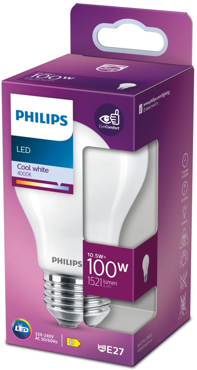 Philips LED-Lampe matt – 100 W – E27 – kaltweißes Licht