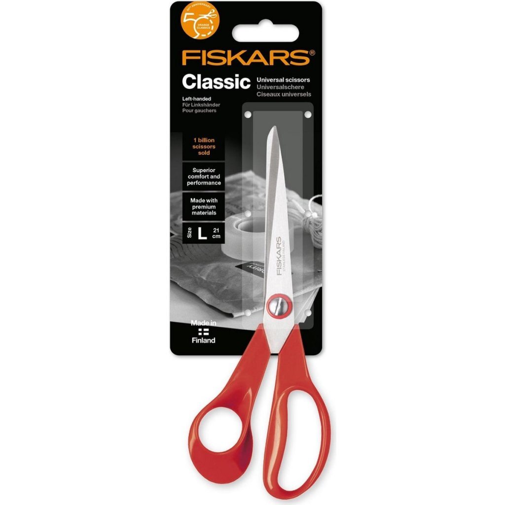 Grundlegende Fiskars Universal Scissors links rot gelassen