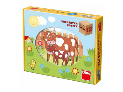 Dinotoys Dino -Puzzle - Holzblöcke Farm Puzzle - 12 Blocks