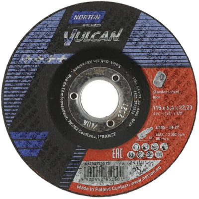 Norton-Schrubbscheibe Vulcan-Edelstahl-Schleifscheiben 115x6,4x22 Vulcan-Edelstahl