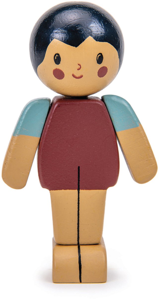Zarte Blatt-Puppenhauspuppe – Mandeljunge-Holzspielzeug.