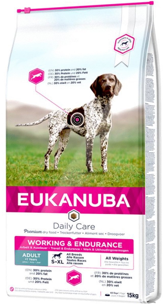 Eukanuba Working Endurance – Trockenfutter für Hunde – 15 kg – Alleinfuttermittel für Haustiere