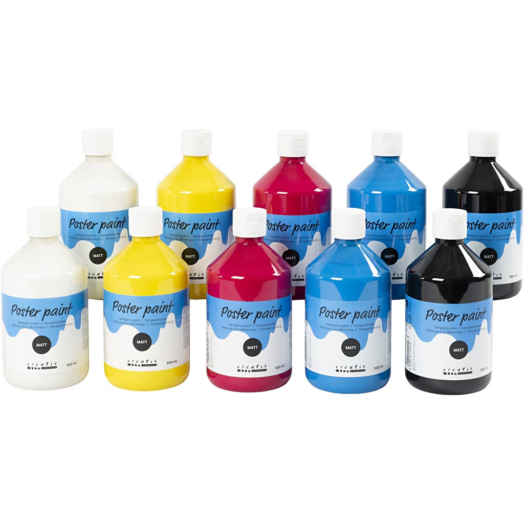 Creativ Company Temperafarbe matt, Grundfarben, 10x500 ml 1 Dose