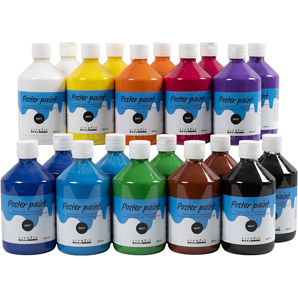 Creativ Company Temperafarbe matt, verschiedene Farben, 20x500 ml 1 Box