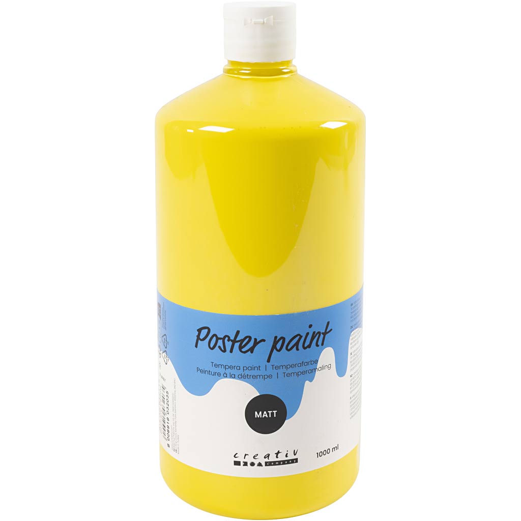 Creativ Company Temperafarbe matt, Primärgelb, 1000 ml 1 Flasche