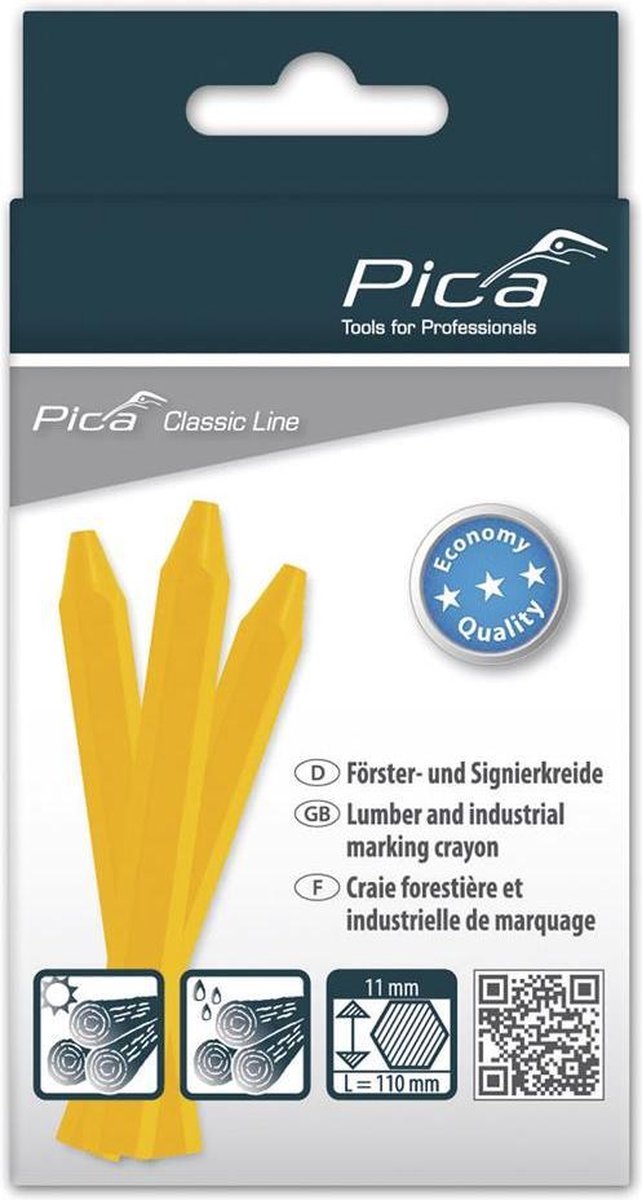 Pica 591 44 Markierungskreide Öko - 11x110mm - 12 Stück - Gelb