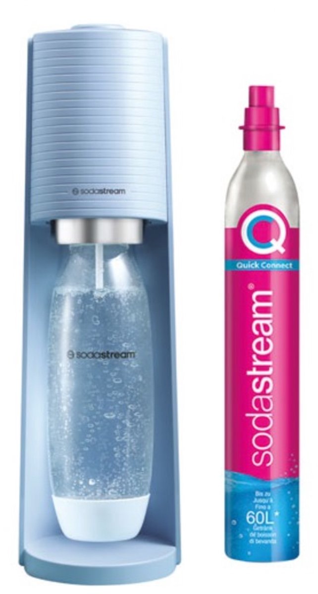 Sodastream Wassersprudler + 1 l Flasche + 1 Zylinder – Pastellblau – – 1012811333