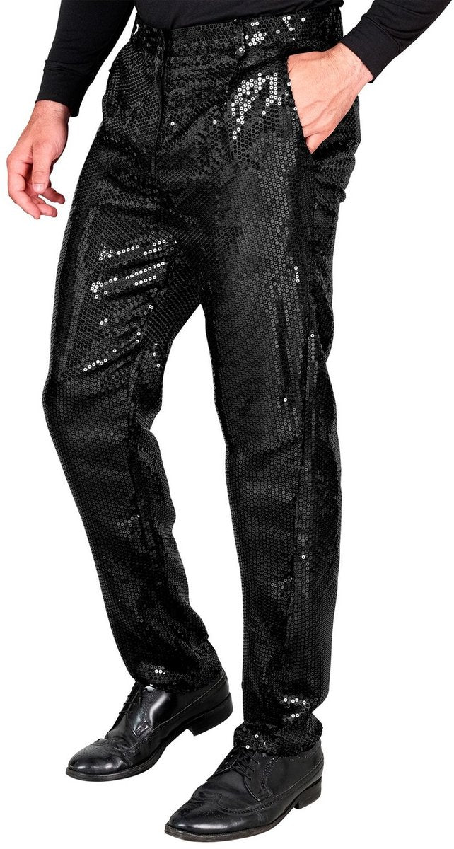 Widmann glänzende Paillettenhose schwarzer Mann