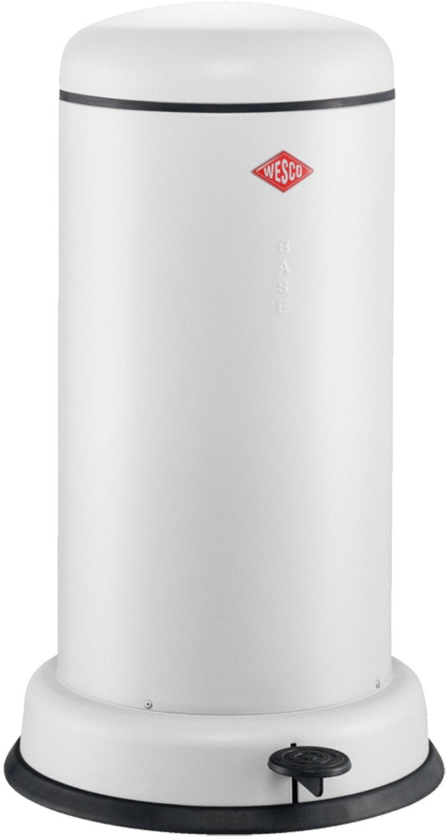 Wesco Baseboy Abfallbehälter mit Soft-Close | 20 Liter | Metall - mattweiß | Treteimer