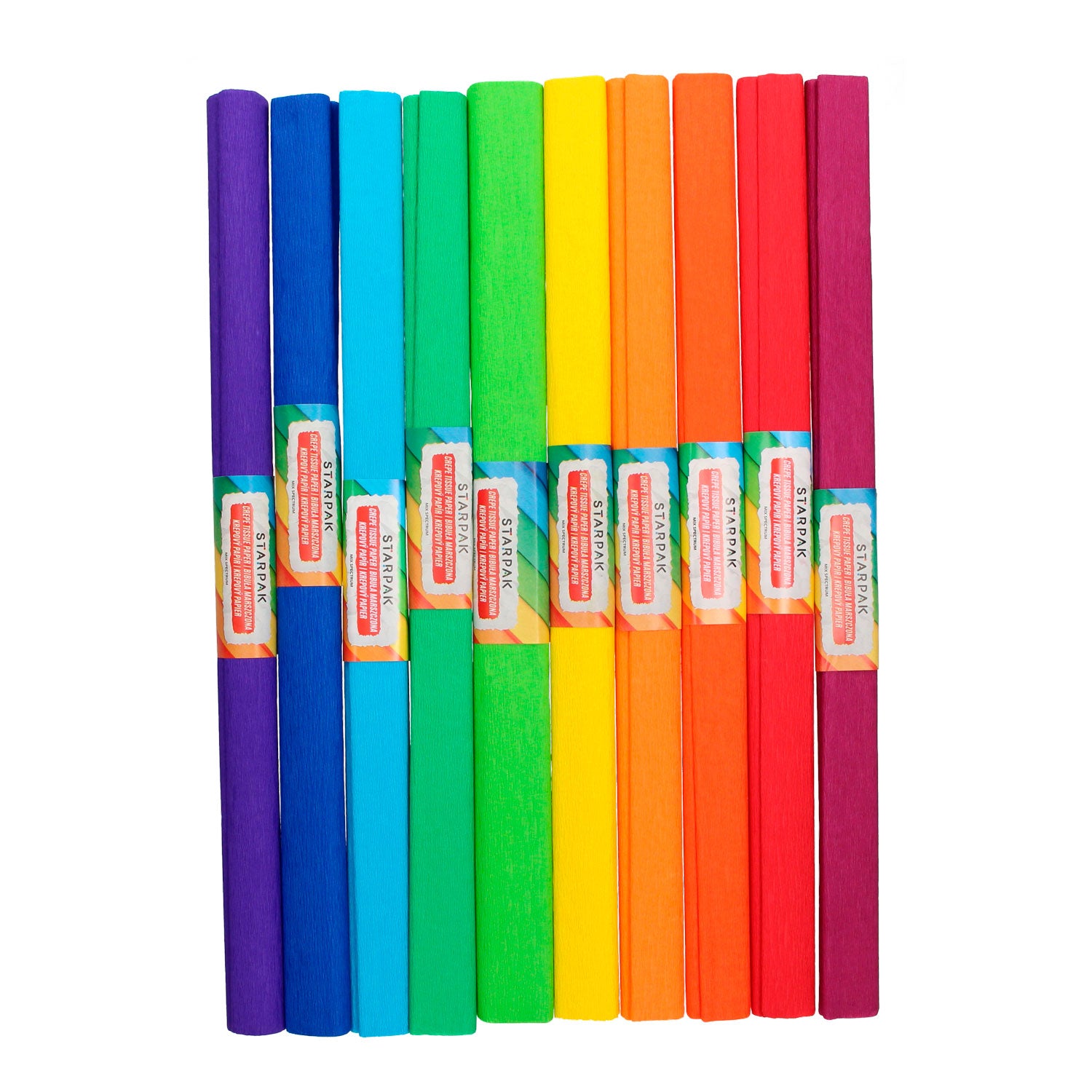 Crep Paper Regenbogen, Set von 10 Farben