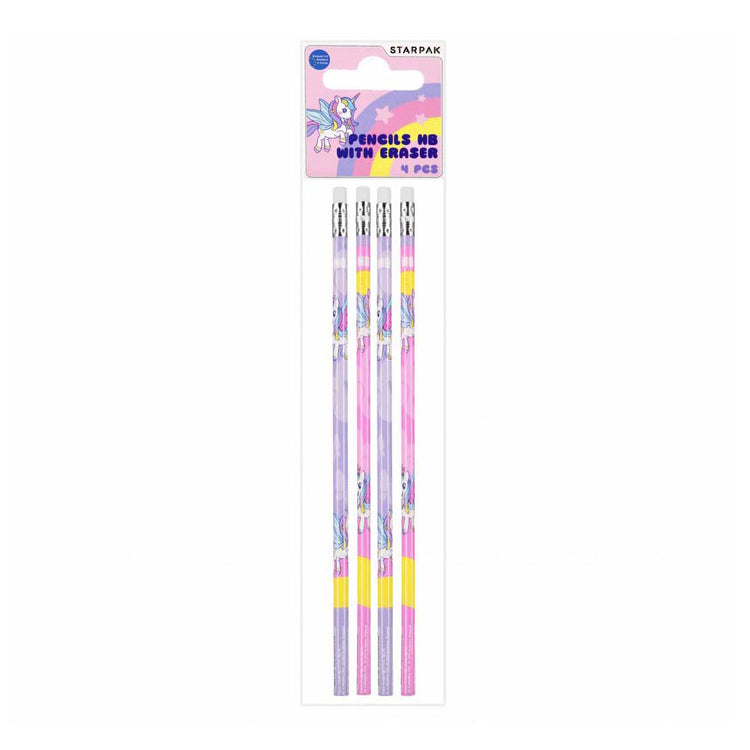 HB Bleistift mit Gum Unicorn, 4st.