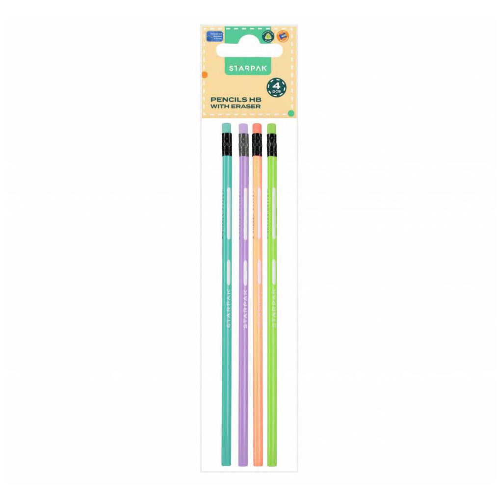 Hb Dreiecksbleistift mit Radiergummi Pastell, 4St.