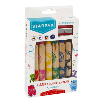 Jumbo-Bleistiftstifte, 6 Stk. + Bleistiftspitzer