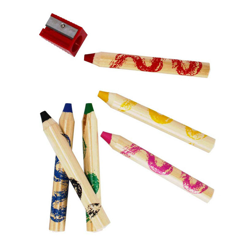 Jumbo-Bleistiftstifte, 6 Stk. + Bleistiftspitzer