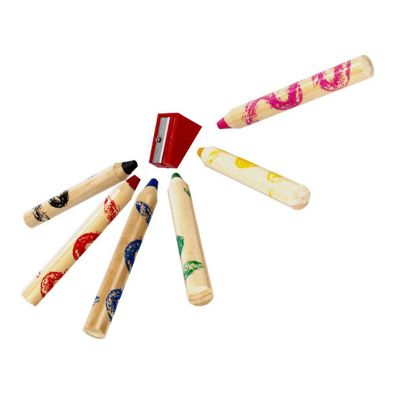 Jumbo-Bleistiftstifte, 6 Stk. + Bleistiftspitzer
