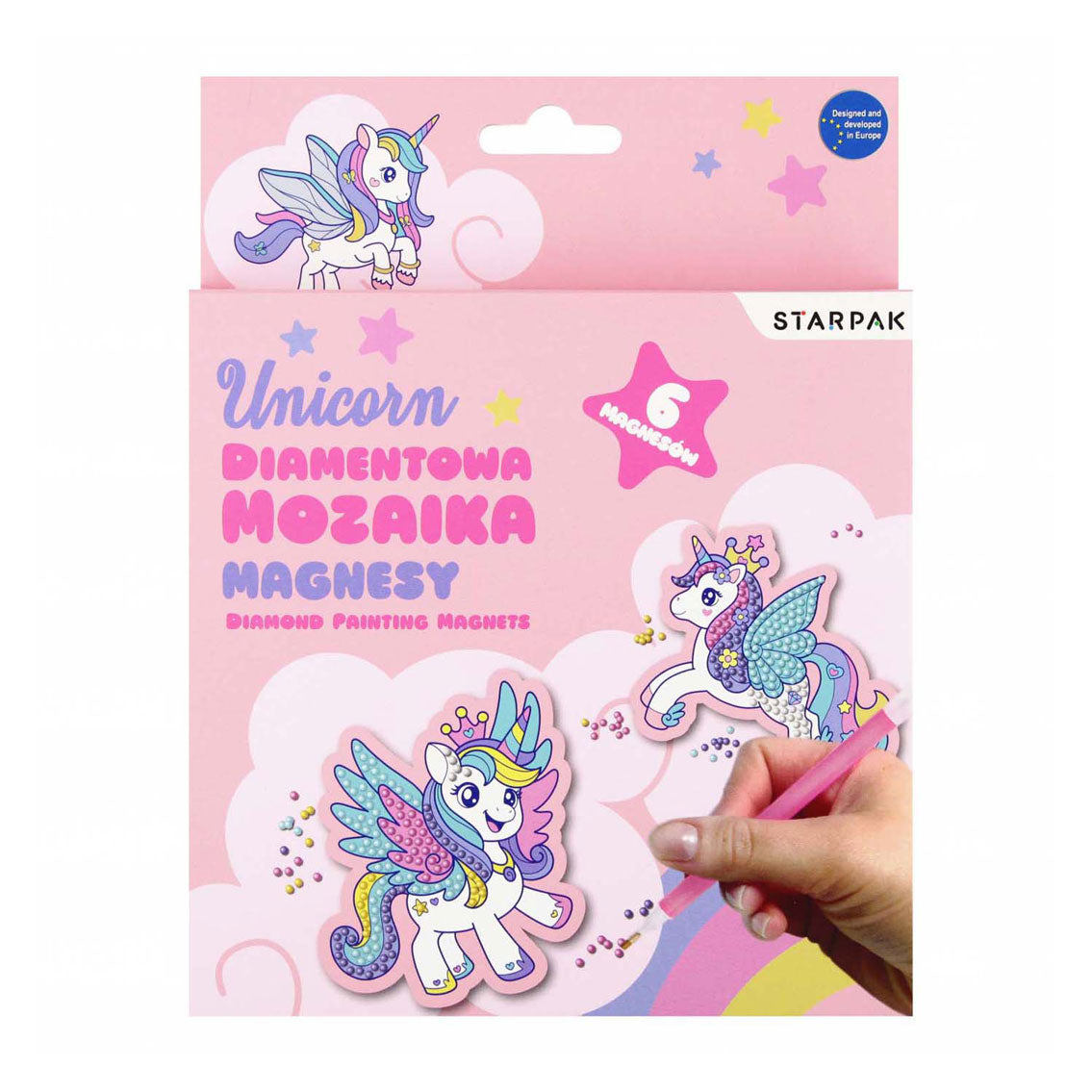 Kreativset Diamantmosaik Einhorn, 6-teilig.