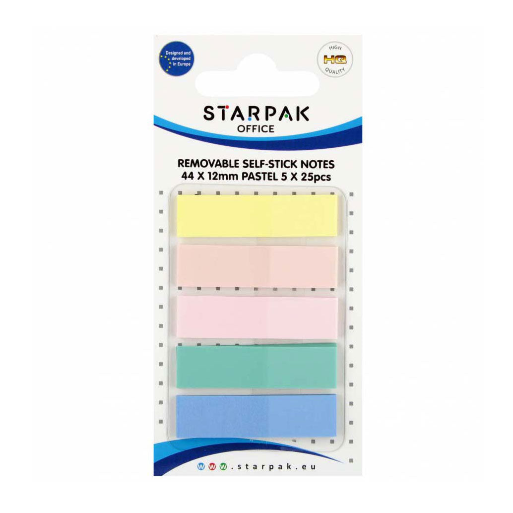 Selbstklebende Notizzettel 44x12mm, 5 Pastellfarben