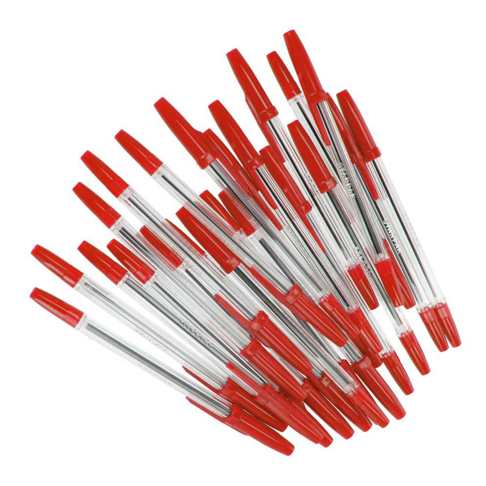 Kugelschreiber mit Kappe rot, 50 Stk.