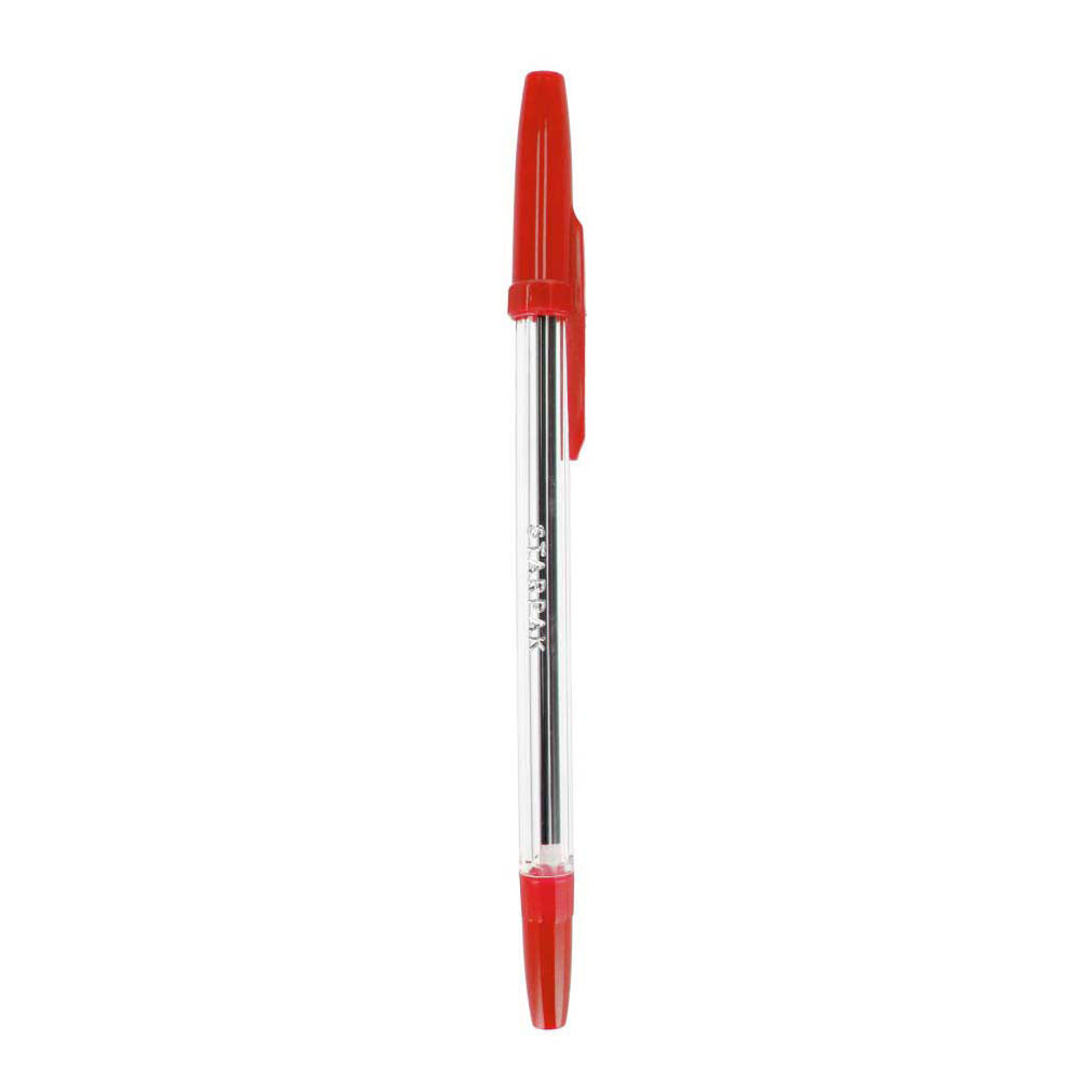 Kugelschreiber mit Kappe rot, 50 Stk.