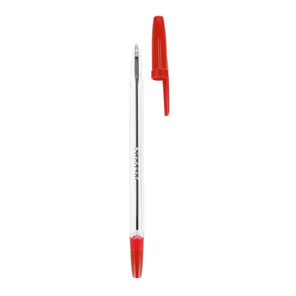 Kugelschreiber mit Kappe rot, 50 Stk.