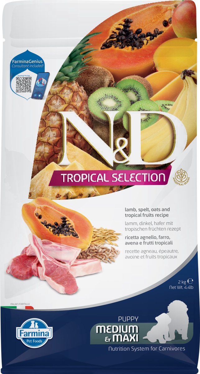 Farmina und Dog Tropical Selection Lamm Welpe med Maxi 2 kg