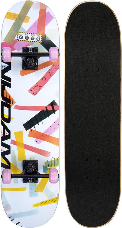 Nijdam klassisches Skateboard – High Time – rosa weiß