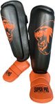 Super Pro Combat Gear Schienbeinschutz Nations Holland PU Schwarz - Orange L