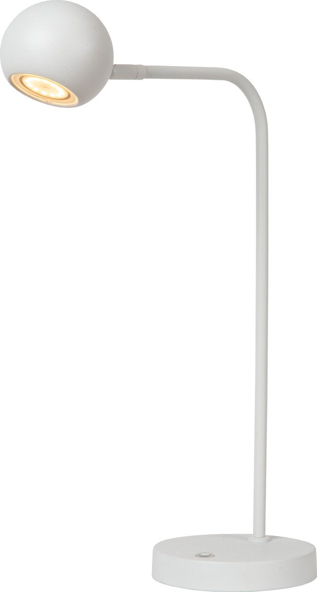 Lucide Comet – wiederaufladbare Schreibtischlampe – wiederaufladbarer Akku – LED 3 Stufen dimmbar – 1 x 3 W, 2700 K – weiß