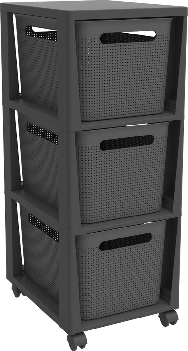 Rotho Tower Brisen - Kommode 3 x 16l mit Rollen - Anthrazit