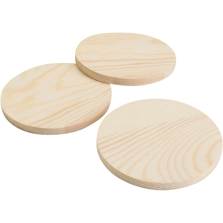 Hölzerne Untersetzer, H: 8 mm, D 9 cm, 12x5 Stück 1 Box