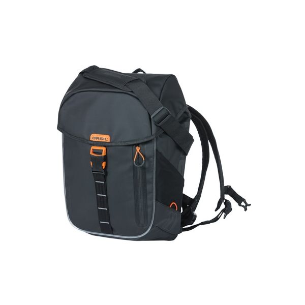 Basil Miles Tarpaulin Fahrradrucksack Nordlicht – Wasserdichter schwarzer Rucksack für Radfahrer – 17L – Unisex – Sportlich – Schwarz