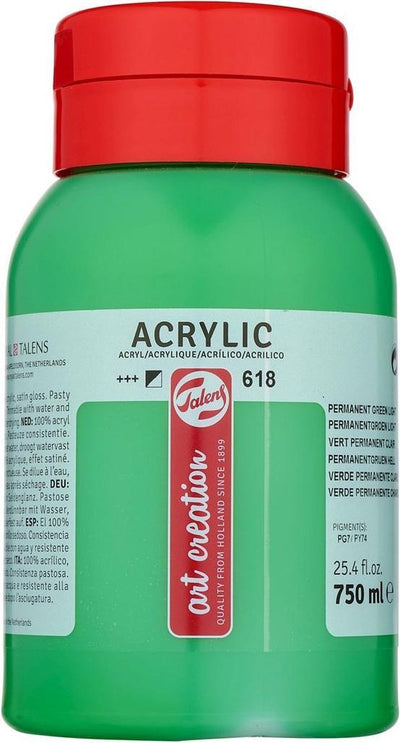 Talens Art Creation Acrylfarbe, Topf 750 ml, permanentes grünes Licht 618