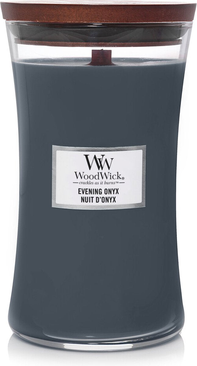 Große Sanduhr-Duftkerze von Woodwick – Abend-Onyx – 130 Brennstunden